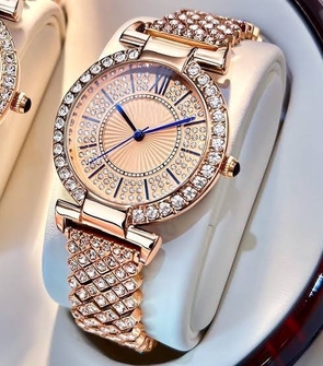 Stylish Ladies Stone Luxury Watch Rose Gold