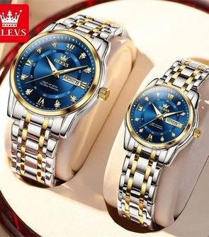 OLEVS 5513 Couple Silver Gold Blue